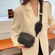 Stylish Girl's Convertible Crossbody Bag - Fashion Handbags for Ladies PU Leather Polyester Waterproof Shoulder Bags With Change Purse Trending Travel Crossbody Bag - 1 Pc, Black PU Leather