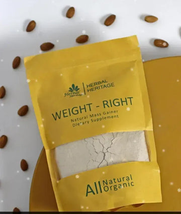 Weight-Right Natural Mass Gainer by Herbal Heritage | Herbal Formula for Healthy Weight Gain (80g)