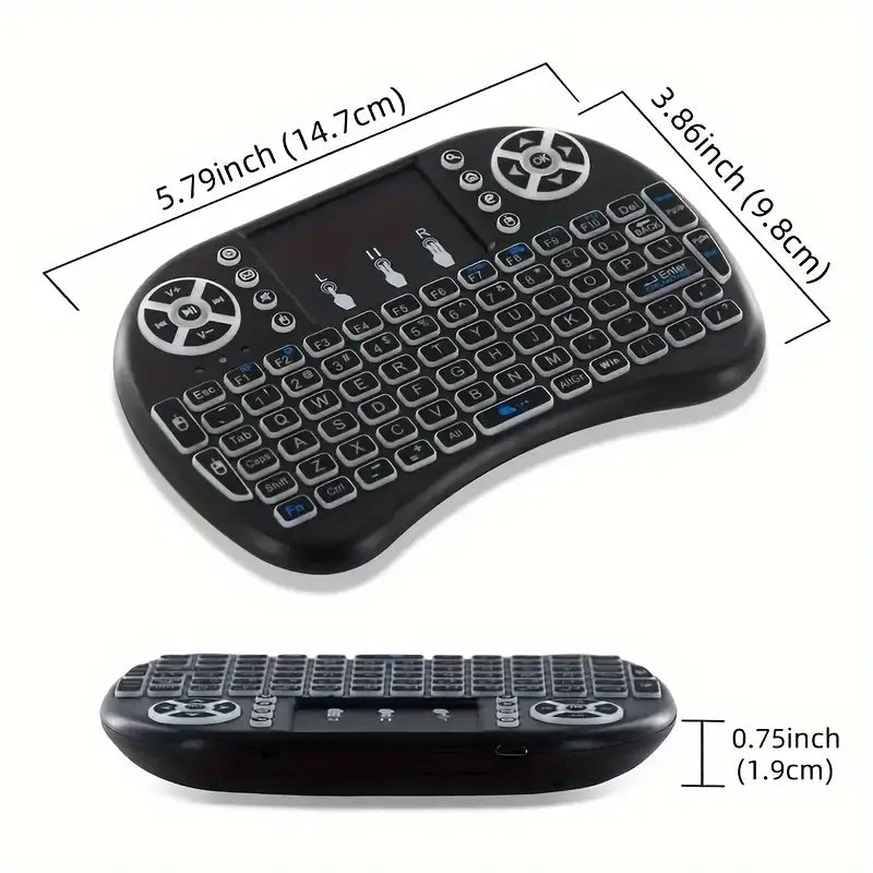 i8 2.4G Mini wireless keyboard with touchpad | 7-color Backlight ,plug and play | Super cool design | Perfect for Android TV Box, Smart TV, Projector, PS3